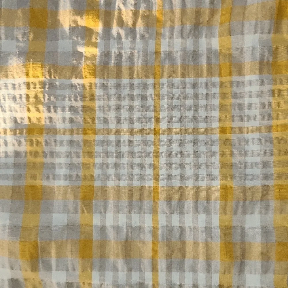 Anthro Maeve White & Yellow Plaid Smocked Blouse - Size M